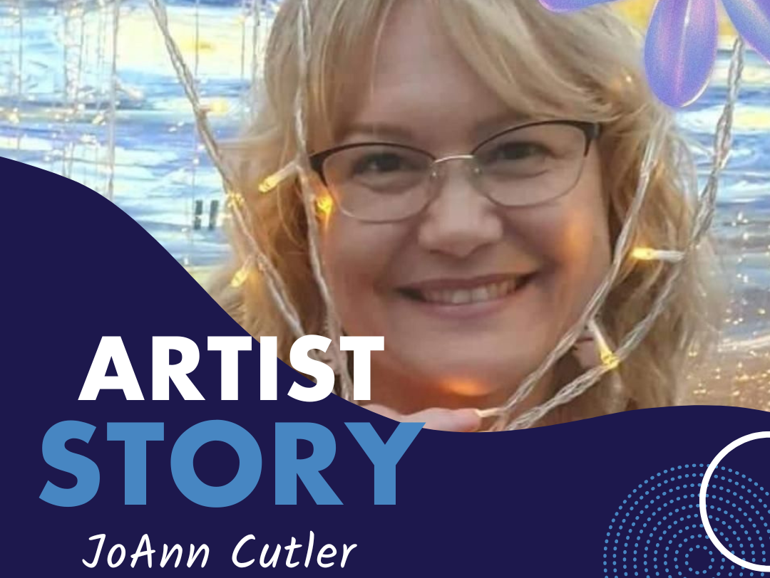 Pictured is JoAnne, smiling at the camera with the text "Meet JoAnn Cutler" In the bottom left hand corner.