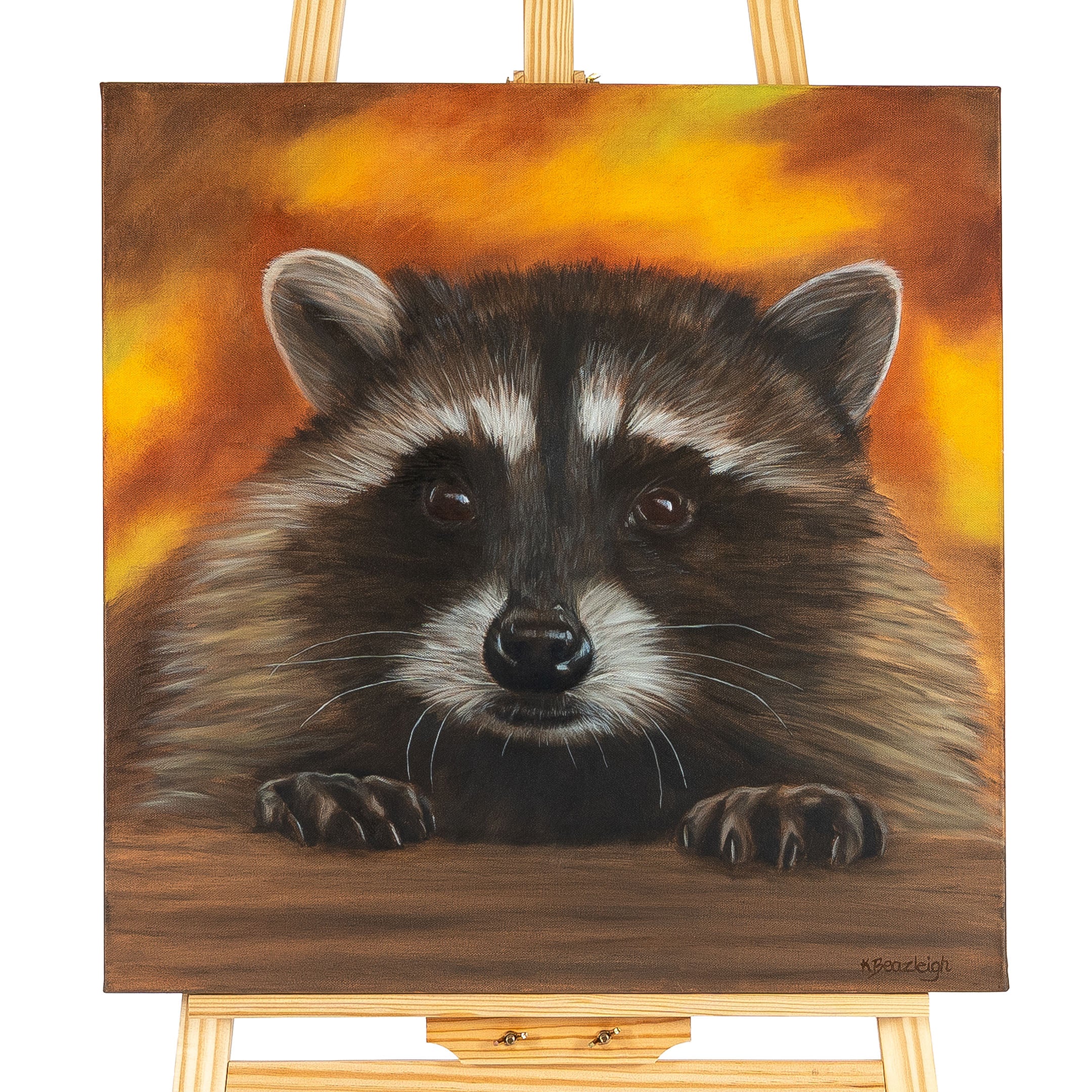On-Edge Raccoon by Kerry Beazleigh Art